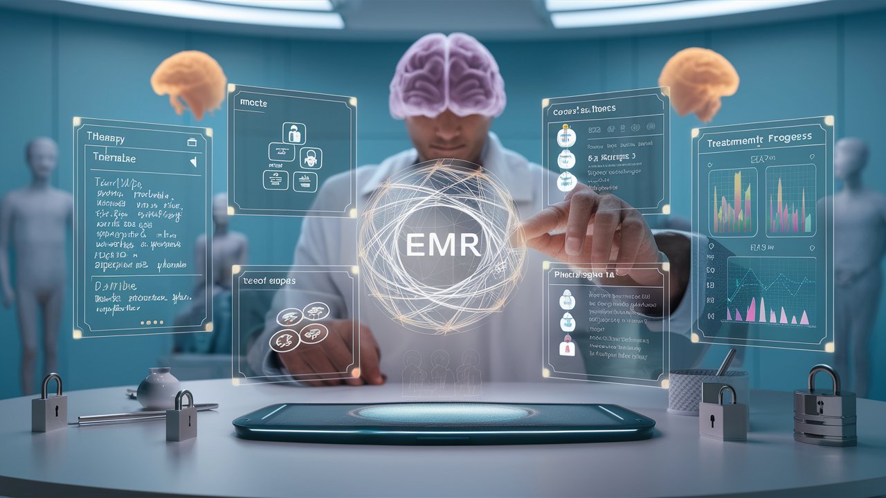 Doctor using modern EMR software